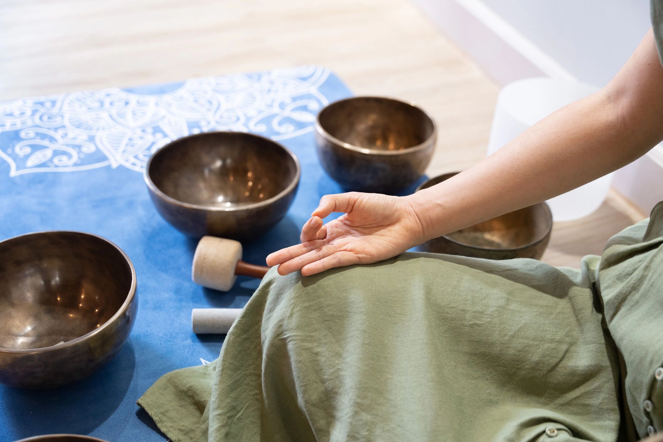 Mindfulness gesture representing calm and emotional grounding